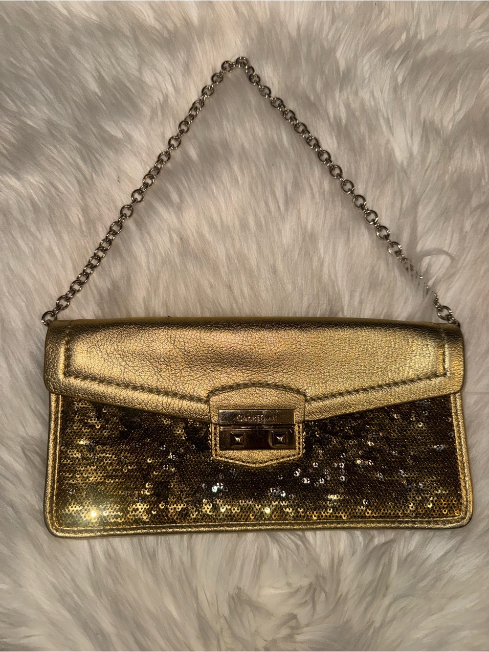 Cole Haan Gold Metallic Chain Wallet-Clutch - Picture 3 of 8